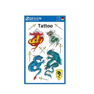 Matrica, tetoválás, 1 ív, 76x120 mm, AVERY ZWECKFORM, "Z-Design No.56404", sárkányok