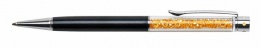 Golyóstoll, fekete, felül light topáz SWAROVSKI® kristállyal töltve, 14 cm, ART CRYSTELLA®